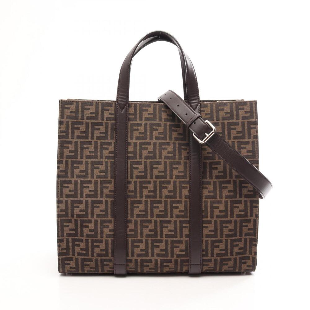 Fendi Zucca 2-Way Tote Bag/Handbag, Canvas and Leather, Women's, Brown